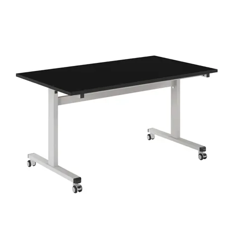 Pro Flip Rectangular Table - W1400 x D800 x H725mm - White Legs - Black